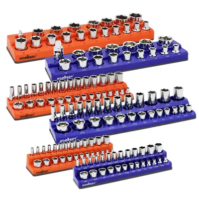 HORUSDY 8-Piece Magnetic Socket Organizer Set, Magnetic Socket Holder, 1/4, 3/8, 1/2 Socket Holds 199 Pieces Magnetic S...