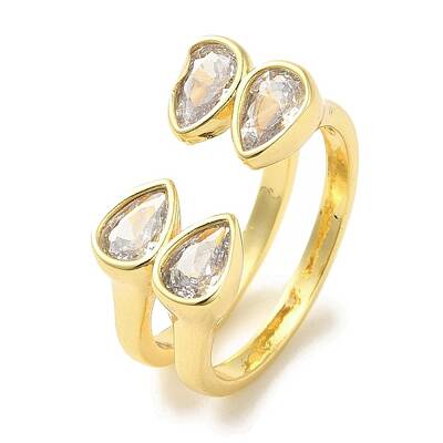 Brass Micro Pave Cubic Zirconia Rings for Women