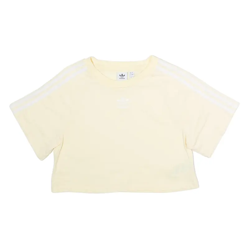 ADIDAS ORIGINALS Womens T-Shirt Yellow Crew Neck UK 8
