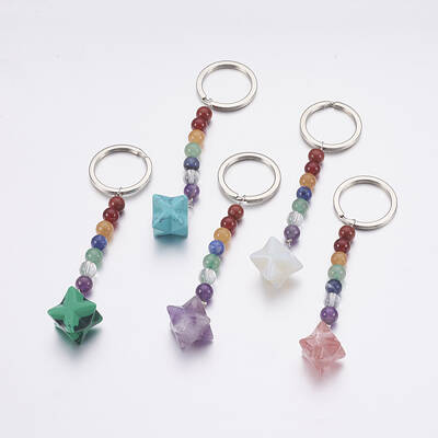 Natural/Synthetic Gemstone Chakra Keychain
