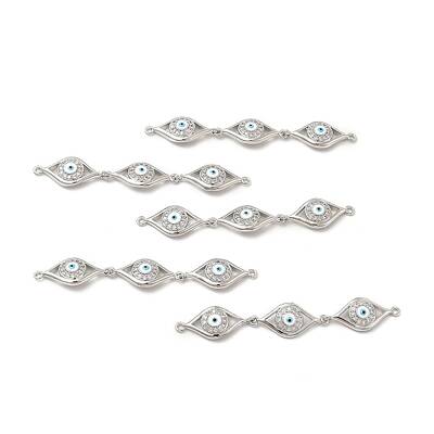 Brass Micro Pave Clear Cubic Zirconia Connector Charms