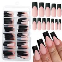 French Tip Press on Nails, 120pcs/box Long Square Colorblock Fake Nails with Nail File & Glue & Stick, Press on Fake Nail for...