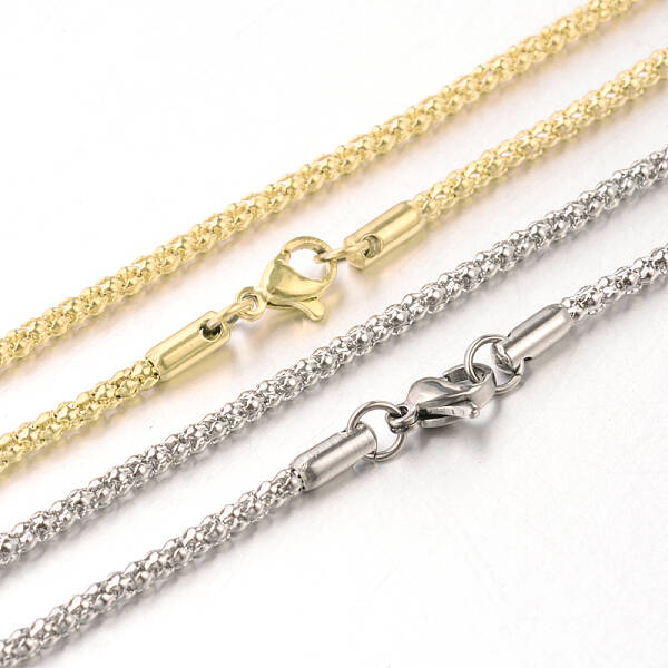 304 Stainless Steel Popcorn Chain Necklaces
