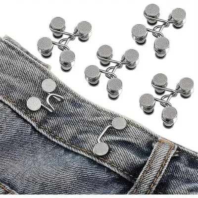 Jeans Waist Tightener, 2/4 Counts No Sewing Required Jeans Button, Sewing Accessories for Women, Waist Button for Solving Loo...
