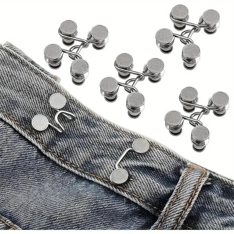 Jeans Waist Tightener, 2/4 Counts No Sewing Required Jeans Button, Sewing Accessories for Women, Waist Button for Solving Loo...