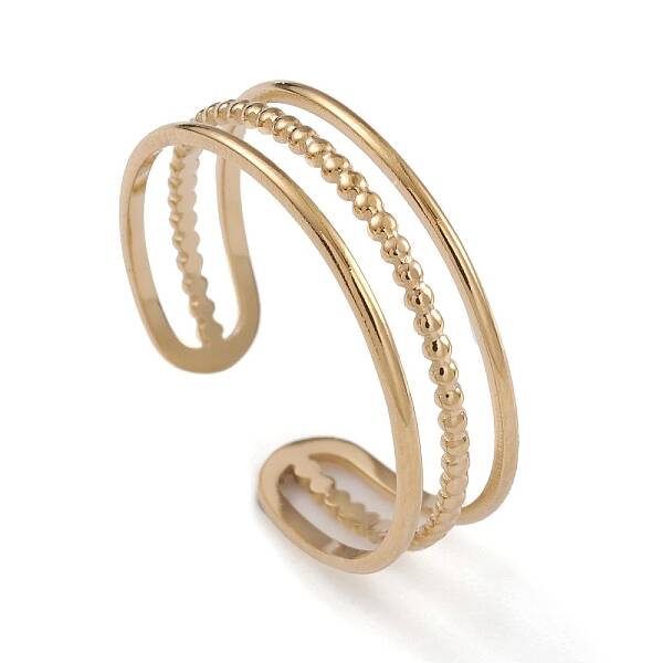 Ion Plating(IP) 304 Stainless Steel Triple Line Open Cuff Rings for Women