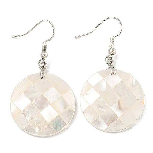 Rack Plating Brass Natural White Shell Dangle Earrings