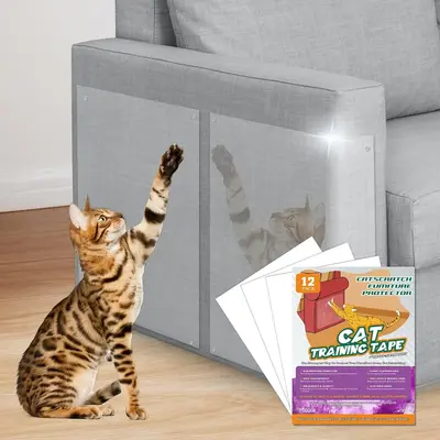 36 pcs-Anti Cat Scratch Furniture Protector - XL & Large Sheets - Clear Adhesive Viny with 52 Pins -15mm Thickness - Residue ...
