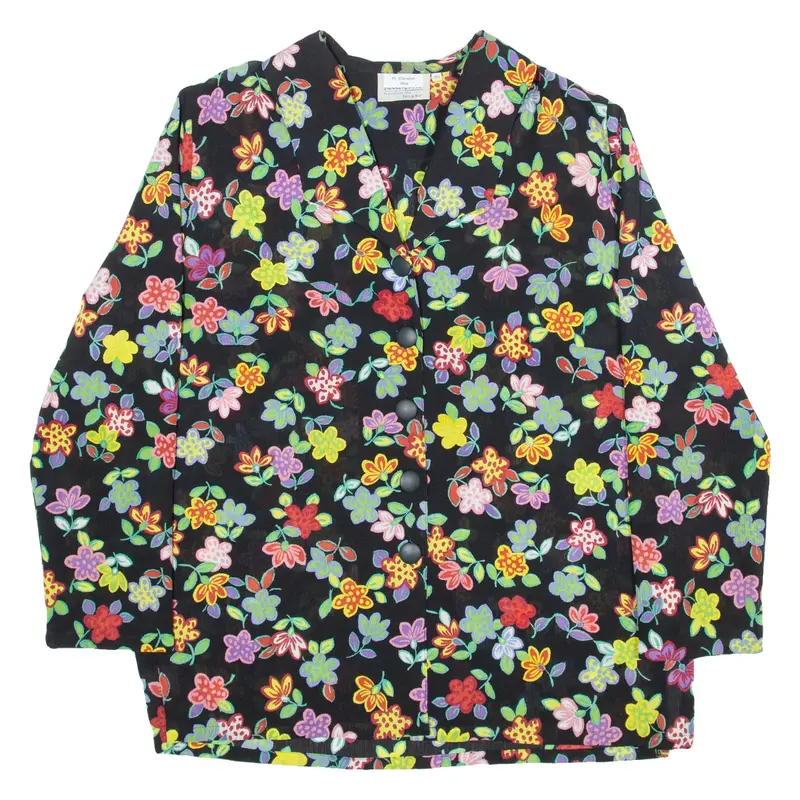Womens Shirt Black Floral Long Sleeve M