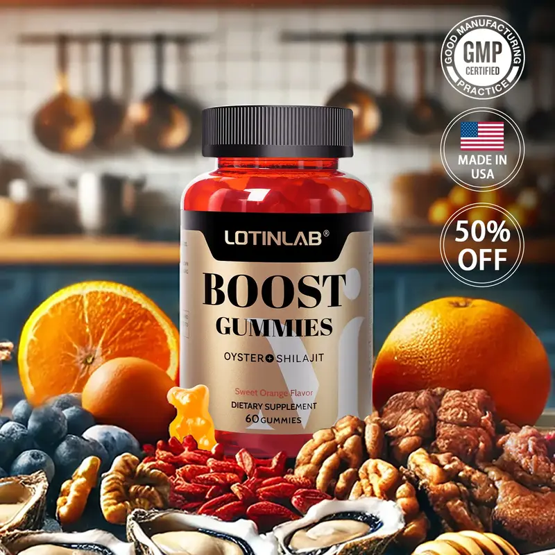 LOTINLAB BOOST GUMMY - Daily Dietary Supplement for Strength with Vitamin B3, Oyster Extract, Shilajit, Taurine, Inositol - N...