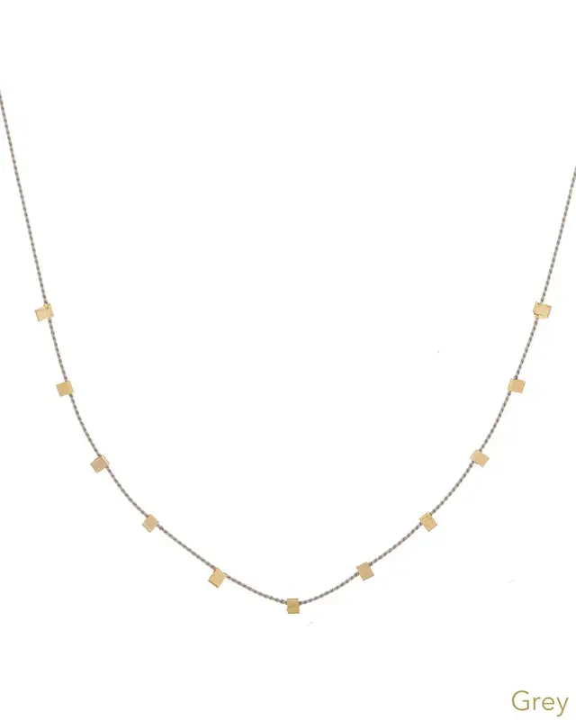 Hilo Necklace | Metal Color: Gold | Color: Grey