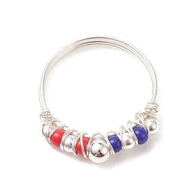 Independence Day Japanese Seed Braided Bead Finger Ring