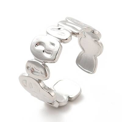 Non-Tarnish 304 Stainless Steel Geometry Open Cuff Ring for Women