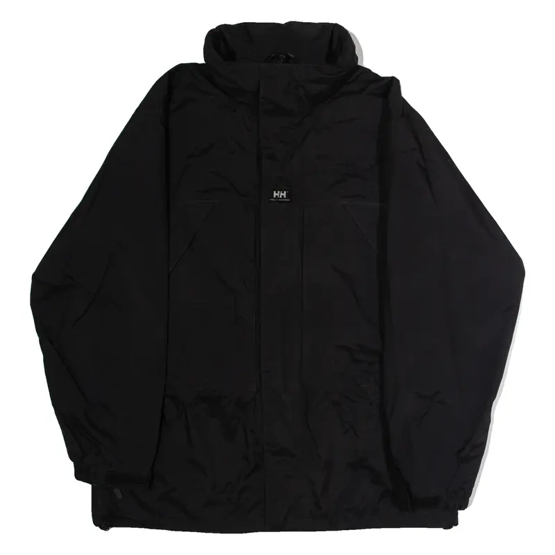 HELLY HANSEN Mens Rain Jacket Black Hooded XL