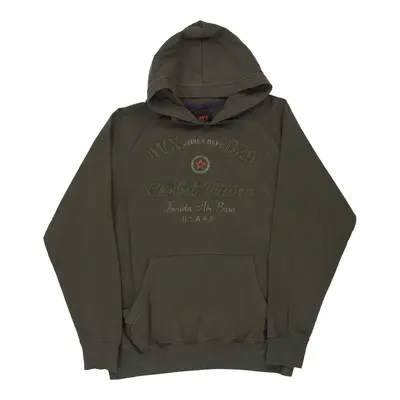 Avirex Graphic Hoodie - Large Khaki Cotton Blend