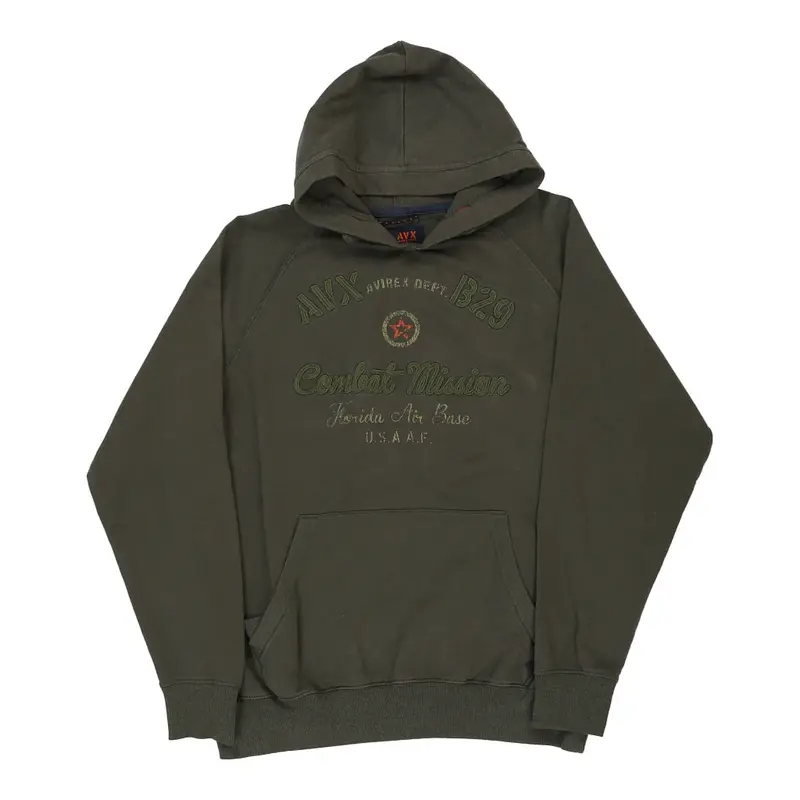 Avirex Graphic Hoodie - Large Khaki Cotton Blend