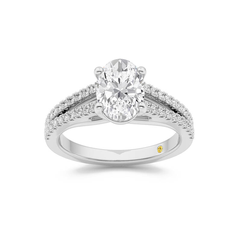 Nyx Split Shank Trellis Pavé Oval Lab Grown Diamond Engagement Ring | 10K White Gold 4 1/2 CT. TW.