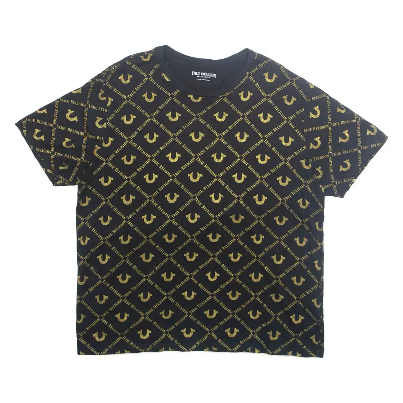 TRUE RELIGION Womens T-Shirt Black 2XL