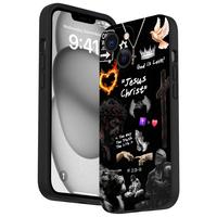 Straight Edge Jesus Christ Pattern Phone Case for iPhone 16 15 14 Pro Max 13 12 11 XR XS Plus Shockproof Full Camera Protecti...