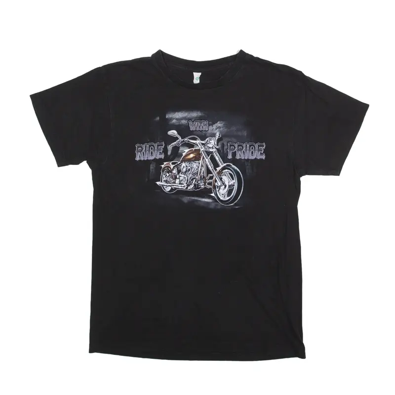 SCL Ride With Pride Biker T-Shirt Black Short Sleeve Mens M