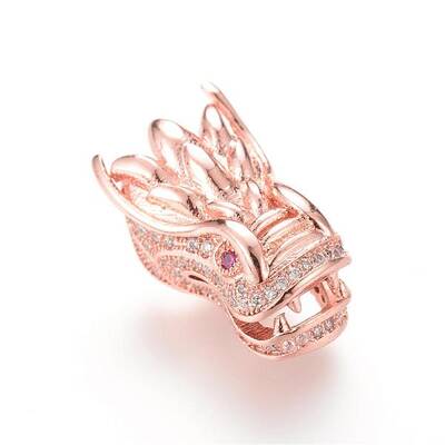 Brass Micro Pave Cubic Zirconia Beads