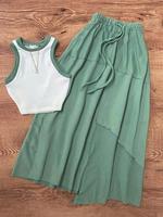 Women's Colorblock Tank Top & Skirt Two-piece Set, Casual Fashion Cozy Two Piece Outfits for Daily Outdoor Wear, Women Clothe...