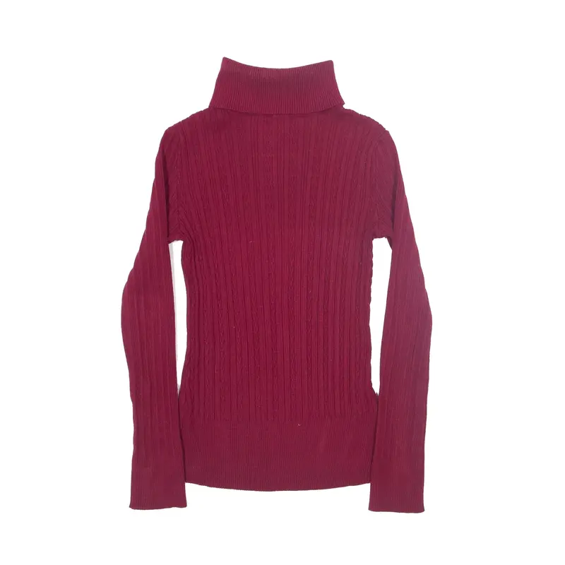 APT9 Super Stretch Jumper Red Cable Knit Roll Neck Womens M