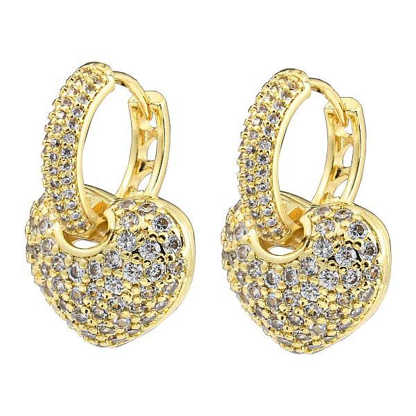 Cubic Zirconia Heart Dangle Hoop Earring
