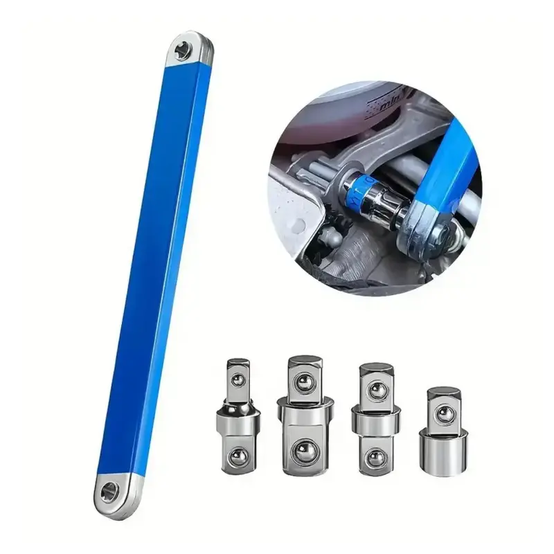 Upgraded Impact Ready Offset Extension Wrench, Tight Reach Extension Wrench Set, with Versatile 1/2, 1/4 and 3/8 Square...