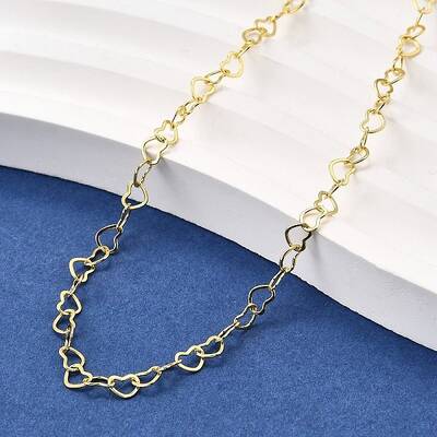 Brass Heart Link Chain Necklaces