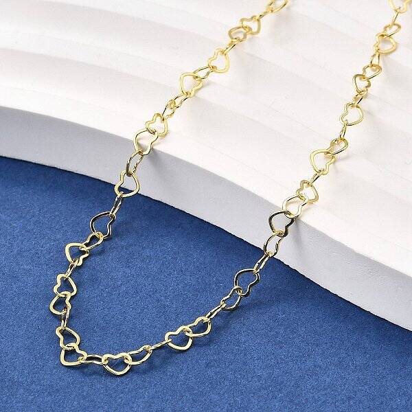 Brass Heart Link Chain Necklaces