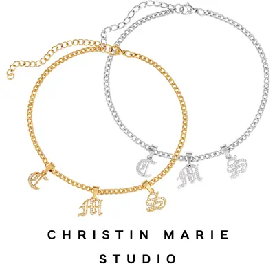 Old English Initial Anklet (Type letter selection in order notes)