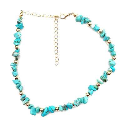 Synthetic Turquoise Chip Beaaded Necklaces