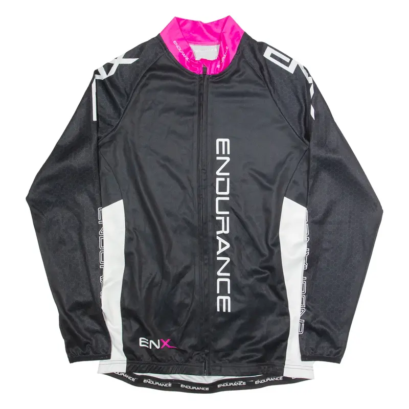 ENDURANCE Cycling Zip Up Womens Jersey Black Long Sleeve High Neck L