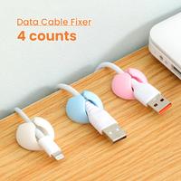 4 Counts Data Cable Fixer,Random Color Multipurpose Desktop Charging Cable Organizer, Multifunctional Self-adhesive Data Cabl...