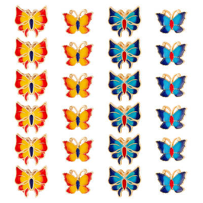 24Pcs 4 Style Alloy Enamel Beads