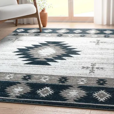 Rodrigo Southwestern Diamond Rug - Rustic Geometric Pattern, Durable Area Rug for Living Room, Bedroom, and Hall