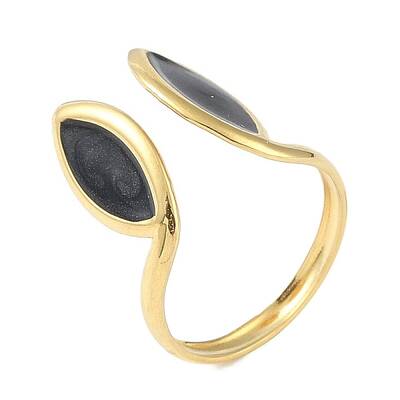 Ion Plating(IP) 304 Stainless Steel Enamel Horse Eye Open Cuff Rings for Women