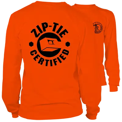 Zip Tie- Long Sleeve Safety Orange Hi-Vis T-Shirt