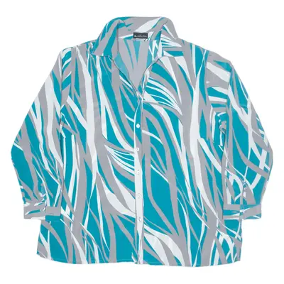 M.COLLECTION Shirt Blue Crazy Pattern Long Sleeve Womens L