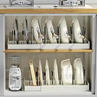 Adjustable Lid & Pan Organizer-Kitchen Drawer Storage Shelf Rack  7 Adjustable Dividers Sliding Lid Holder and Pan Rack in Ki...