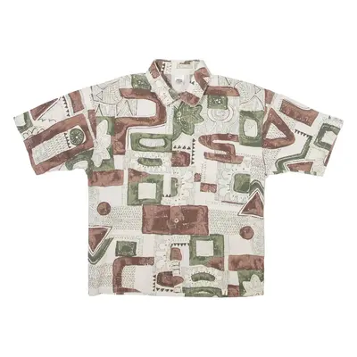 Mens Shirt White Geometric XXS