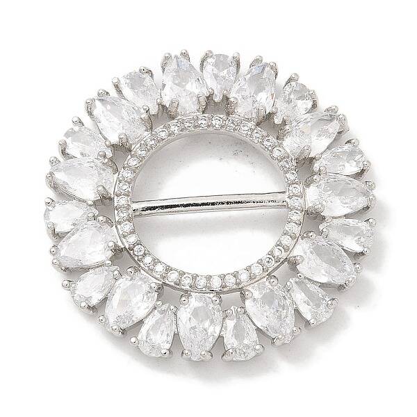 Rack Plating Brass Micro Pave Clear Cubic Zirconia Buckles