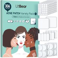 LitBear Skincare Large Pimple Patches 7 Sizes 306 Patches, Acne Spot Treatment XL Hydrocolloid Bandages for Full Face, Forehe...