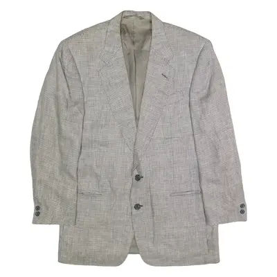 CANALI Mens Blazer Jacket Black Linen 90s Houndstooth M