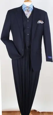 Apollo King Men's Executive 3-Piece Suit Pleated Pants Formal Wear