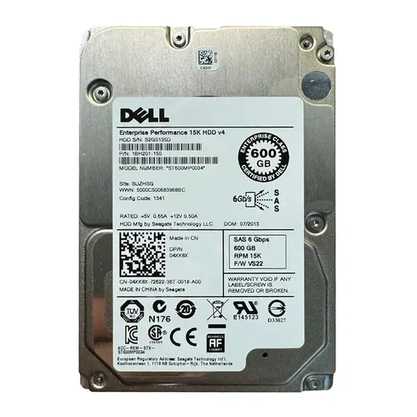 4XK8X Dell 600GB 6Gb/s SAS 15000 2.5-Inch Hard Drive