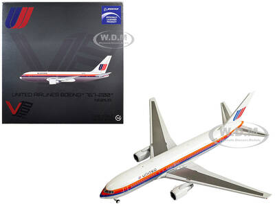 Boeing 767-200 Commercial Aircraft United Airlines (N601UA) White with Stripes 1/400 Diecast Model Airplane by V1:400