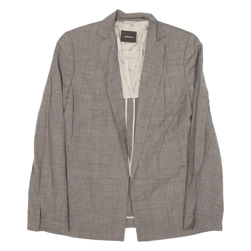 AKRIS Blazer Jacket Grey Wool Check Womens S