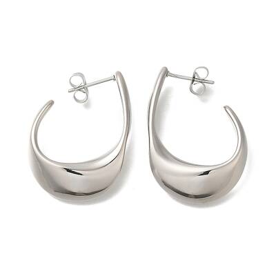 304 Stainless Steel Oval Stud Earrings for Women